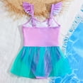 thumbnail image 4 of Girls Rash Guard Swimsuits with Layered Skirt Scale Printed Tutu Skirt Mesh Swimwear Dress Bathing for Kids, 4 of 6