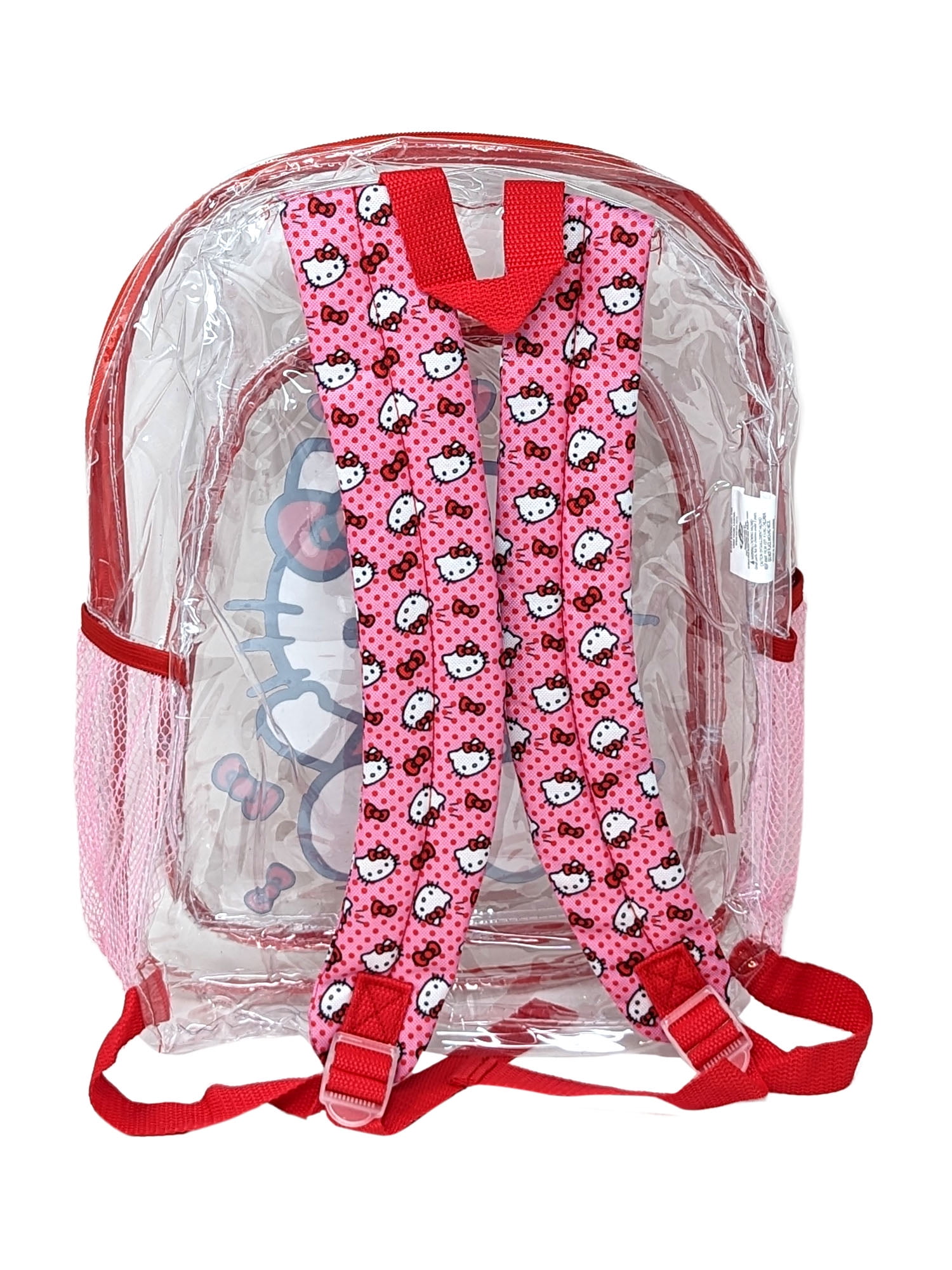 Hello Kitty 16" Clear Backpack for Girls Transparent Bag with 2 Side Mesh Pockets