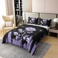 thumbnail image 3 of Romantic Rose 100% Cotton Duvet Cover Queen,(Not Real)Purple Sequins Printed Bedding Set for Women,3D Rose Bed Sets,Romantic Couple Quilt Cover with 2 Pillowcases,no Comforter, 3 of 6