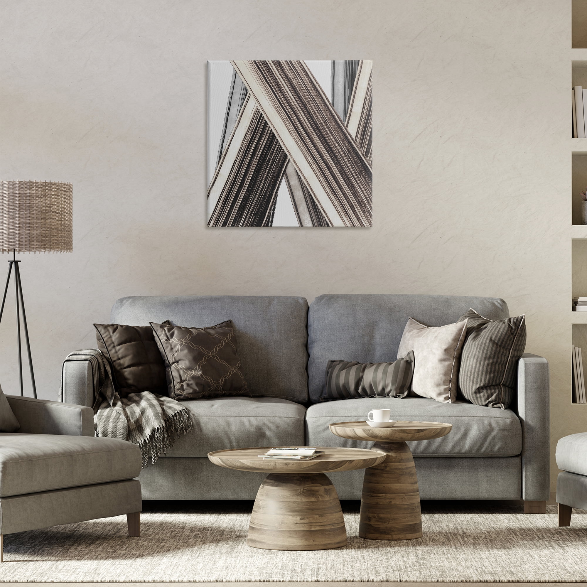 Stupell Industries Intersecting Lines Abstract Abstract Painting Wrapped Canvas Art Print Wall Art, 24 x 24