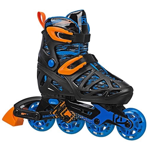 Patines en línea Roller Derby Tracer ajustables para niños, negro/azul/naranja