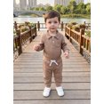 thumbnail image 6 of RUINIXCW Baby Boy Fall Outfit Jacquard Long Sleeve Lapel Romper Pants 2 Pcs Set, 6 of 8