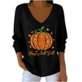 thumbnail image 2 of Craaazy Halloween Sweaters For Women V Neck Long sleeve Sweatshirt Shiny Pumpkin Print Pullover Sweaters Thanksgiving Shirts For Women Gifts For Women, 2 of 3
