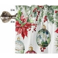 thumbnail image 6 of Christmas Kitchen Curtains and Valances Set, Rod Pocket Curtains Tier Farmhouse Window Curtains 36 Inch Length, Winter Poinsettia Green Pine Leaves Ball 3 Piece Kitchen Curtains Set, 6 of 6