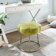 thumbnail image 3 of Linon Tabouret de Coiffeuse Rembourré en Forme de Fleur avec Base Dorée Siena en Velours Vert, 3 of 12
