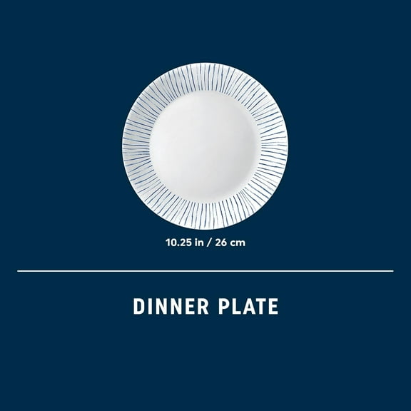 6-Piece 10.25" Vitrelle Glass Dinner Plates - Botanical Stripes