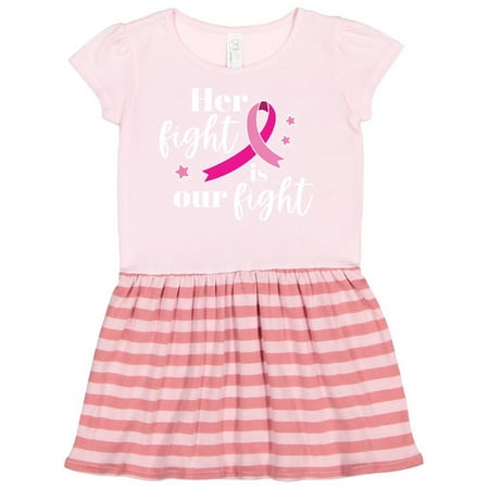 

Inktastic Breast Cancer Awareness Her Fight is our fight Gift Toddler Girl Dress