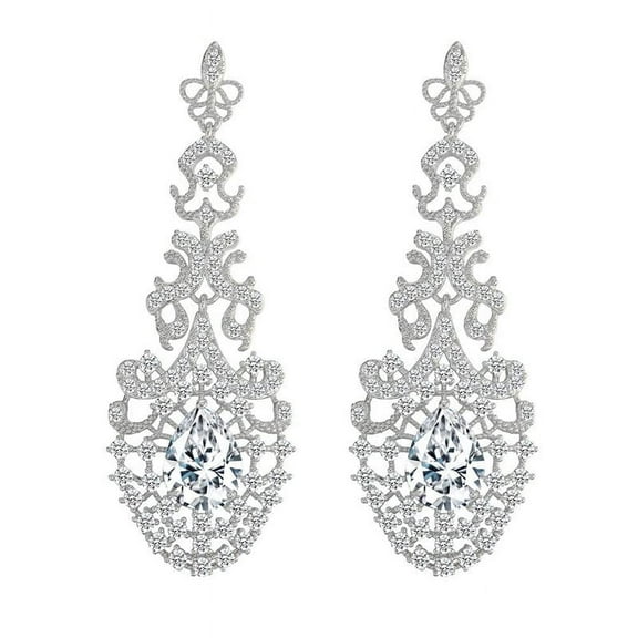 14K Gold Moissanite Chandelier Earrings for Women,Luxury Teardrop Crystal Long Drop Dangle Earrings,Fashion Jewelry Gift for Mom,Girlfriend,Wife