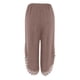 thumbnail image 5 of Pantalones casuales de algodón y lino de color liso y cintura alta para mujer, 5 of 5