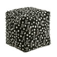 thumbnail image 2 of Weston Home Dinant Upholstered Square Pouf Ottoman, Black White & Grey Polka Dot Pattern Fabric With Fringe, 2 of 5
