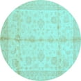 thumbnail image 1 of Ahgly Company Indoor Round Abstract Light Blue Modern Area Rugs, 7' Round, 1 of 4