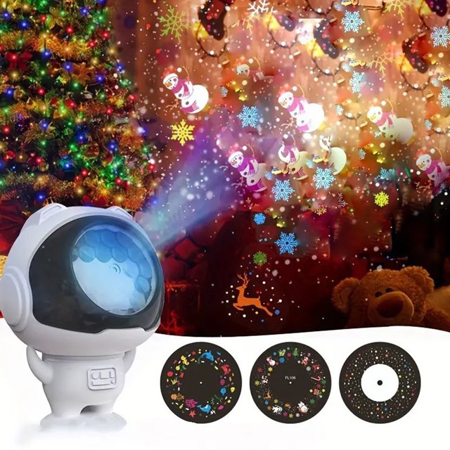 Jiaeri USB Christmas Projector Light 16 Patterns Snowflake Holiday Projector for Home Party Decor Indoor Outdoor Snowman Scene Lighting USB Powered Adjustable Mini Stage Light