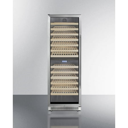 Upright dual zone wine cellar with glass door  digital thermostat  and black cabinet