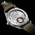 thumbnail image 2 of AESOP Men Mechanical Tourbillon Watches Hand Wind Sapphire Stainless Steel Skeleton Wrist Watches 50M Waterproof Luxury Business Watch with Genuine Leather Strap, 2 of 9