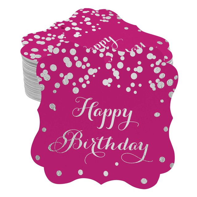 Inkdotpot Real Silver Foil Bracket Shape Paper Hang Tags Happy Birthday Favor Tags Pack Of 100