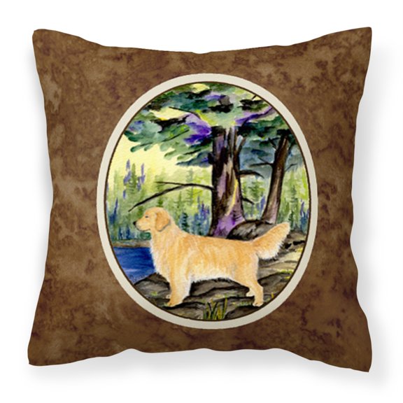 Carolines Treasures SS8426PW1414 Golden Retriever Fabric Decorative Pillow, 14Hx14W, multicolor