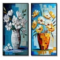 thumbnail image 2 of Designart "Still Life White Blossoms on Blue Background I" Floral Framed Wall Art Set Of 2 - Traditional Blue Framed Canvas Set For Living Room Decor, 2 of 6