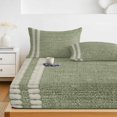 thumbnail image 6 of Twin Sze Fitted Sheet Set - Sage Green Texture 2 Piece Bedding Sets 16" Deep Pocket Fitted Sheet with 1 Pillowcase, Country Farmhouse Burlap Stripes Brushed Microfiber Hotel Luxury Bed Sheets, 6 of 9