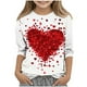 thumbnail image 2 of Blusas y camisas de cuello redondo y manga larga para niños, blusas/camisas de poliéster con estampado de corazones, mangas 3/4 y cuello redondo, elegantes e informales., 2 of 5