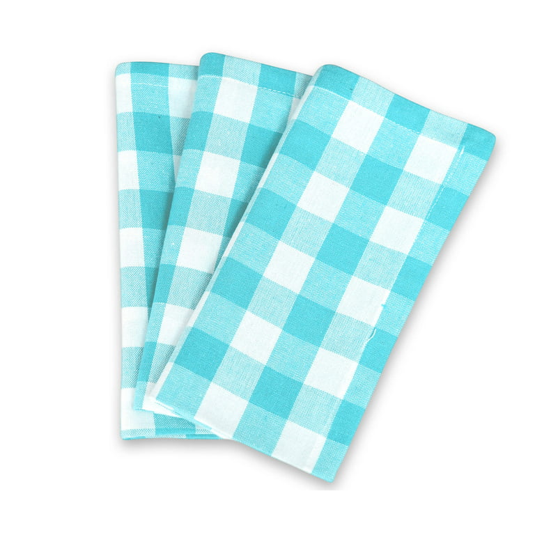 100% Cotton Kitchen Towels Dish Towels Set of 6 Buffalo Check Blue Towels  18x28