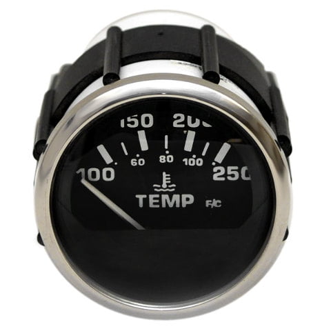 Faria Boat Temperature Gauge GPC612B | Larson Euro SS Black 2 Inch