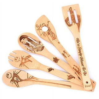 Christmas Gift for Mom Women Nightmare Halloween Kitchen Decorations  Cooking Utensils Set - Wooden Cooking Spoons with Apron Oven Mitt Potholder  
