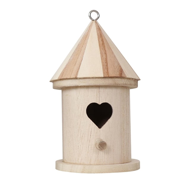 Casa de madera natural Yuyangstore para pájaros comedero al aire libre Agujero del corazón