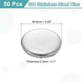 thumbnail image 2 of Uxcell Paquete de 50 discos de acero inoxidable, 19/32"(15mm) de diámetro, 0.1"(2.5mm) de grosor, hoja redonda plana de acero inoxidable para manualidades, estampado de metal y fabricación de joyas, 2 of 7