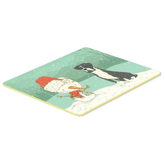 Black Boxer and Snowman Christmas Kitchen or Bath Mat 24x36