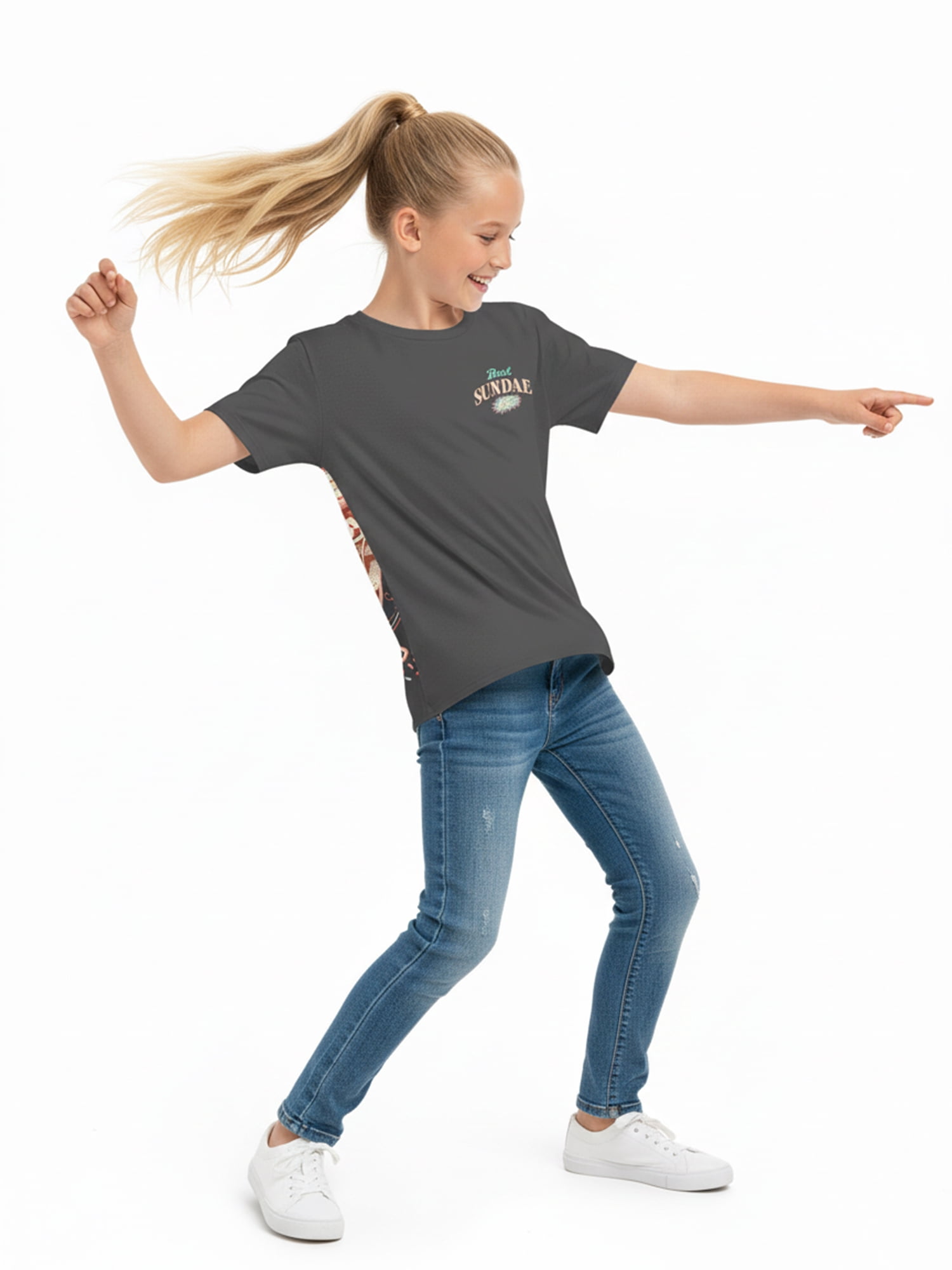 Wonder Nation Girls Best Sundae Ever Graphic T-Shirt with Short Sleeves, Sizes 4-18