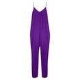 thumbnail image 6 of Iaqnaocc Women Jumpsuits Plus Size Boho Summer Sleeveless Jumpsuits Rompers Loose Fit Spaghetti Strap Jumpsuits Fashion Beach Vacation Overalls Purple L, 6 of 6