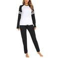 thumbnail image 2 of Women's Long Sleeve Jogger Pajamas Set with Pockets O Neck Sleepwear 2 Pcs Lounge Nightwear Tracksuits, 2 of 6