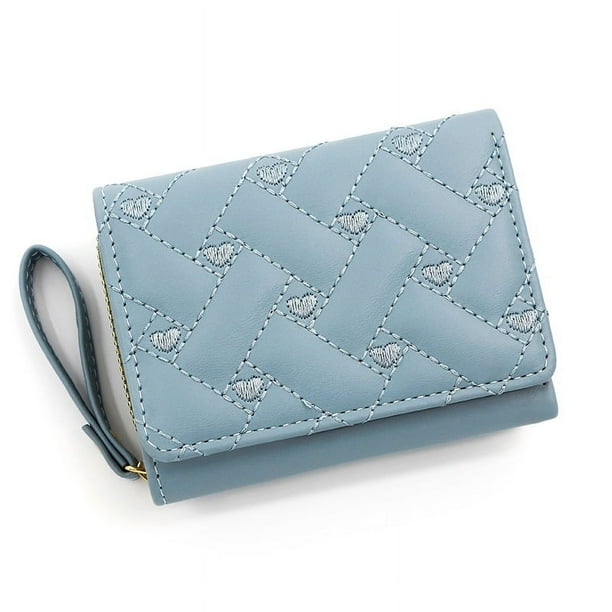 Cartera para mujer, tarjetero de tres pliegues, de piel sintética, monedero corto para varias tarjetas