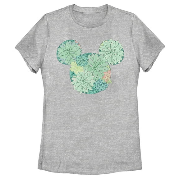 Women's Mickey & Friends Botanical Logo  Graphic Tee Athletic Heather 2X Large