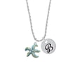 thumbnail image 2 of Delight Jewelry Silvertone Hot Blue Starfish - Silvertone Script Initial Disc - B - Charm Necklace, 20"+3", 2 of 4