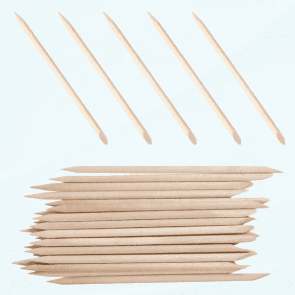 100Pcs Orange Wooden Nail Sticks Wooden Cuticle Pusher Remover Sticks Double Sided Multifunctional Wooden Nail Art Sticks Picking Tools Pedicure Manicure Care Tools 11.5cm