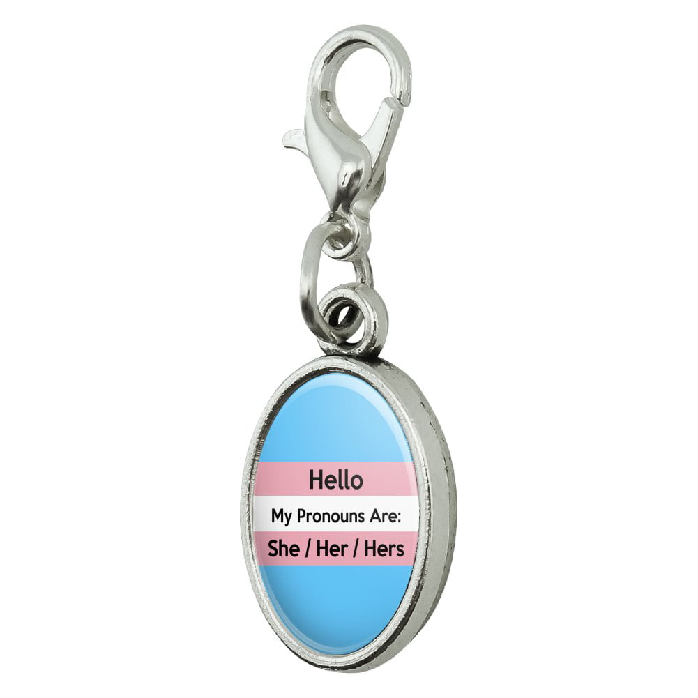GRAPHICS & MORE My Pronouns are He His Him Gender Identity Antiqued Bracelet Pendant Zipper Pull Charm with Lobster Clasp