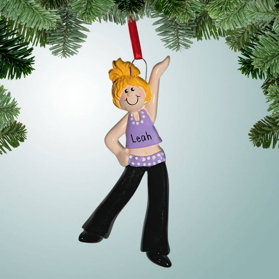 Personalized Dancer with Purple Shirt - Blonde Hair Christmas Ornament - School Cheerleading - Dance Team - Cheer Squad - Great Gift Ideas
