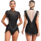 thumbnail image 3 of Traje de leotardo de danza lírica de Ballet con diamantes de imitación brillantes para mujer, mono leotardo con falda y borlas de malla transparente para patinaje artístico, 3 of 5