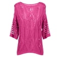 thumbnail image 5 of Gunia Crochet Coverups For Women Hollow Out Lightweight Knit Short Sleeve Tee Top Sweater Beach Cover Up, 5 of 5