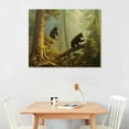 thumbnail image 2 of COMIO Black Bear Wall Art Prints Framed Canvas Retro Morning in a Pine Forest Famous Painting Wall Art Realism Vintage Living Room Decor, 2 of 4