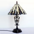 thumbnail image 2 of Bieye L10055 10-inch Spanish Tiffany Style Stained Glass Table Lamp with Metal Base, 16-inch Tall, 2 of 5