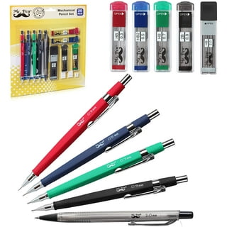 Metal Mechanical Pencil Set with Leads and Eraser Refills, 5 Sizes - 0.3,  0.5