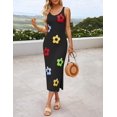 thumbnail image 2 of Vestido ajustado de verano ZESICA, de punto floral, midi, negro, negro, para mujer, 2 of 7