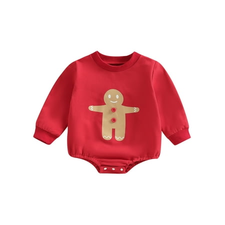 

Bagilaanoe Newborn Baby Girl Boy Christmas Rompers Long Sleeve Graphic Print Bodysuits 3M 6M 12M 18M Infant Casual One Piece Short Jumpsuit