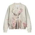 thumbnail image 4 of DISNIMO Deer Floral Printed Sweatshirts for Women V Neck Jackets Coat Long Sleeve Outwear Zip Up Sweatshirts for Fall Winter, M, 4 of 7