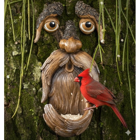 Tree Face Bird Feeder for Outdoors, Resin Garden Sculpture Bird Feeder, Decorative Tree Face Wall Mounted Bird Feeder for Yard, Patio & Garden Decor
