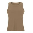 thumbnail image 6 of DDAPJ pyju Womens Ribbed Tank Top Slim Fitted Workout Undershirts Yoga Cami Shirts Summer Casual Camisole Holiday Sales Brown XL, 6 of 9
