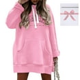 thumbnail image 5 of The Warmy Oversized Hoodie Dress For Women Casual Drawstring Long Sweatshirt With Pocket Fashion Split Hem Long Sleeve Mesh Sleeve Dresses for Women Women plus Size Sweater Dresses Formal Midi Dress, 5 of 6