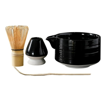 

4Pcs Traditional Matcha Set for Family Japanese Matcha Preparation Best Gift Black